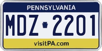 PA license plate MDZ2201