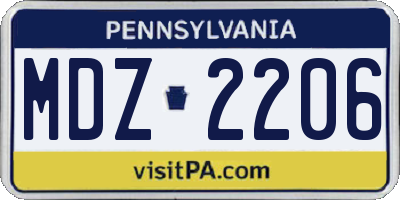PA license plate MDZ2206