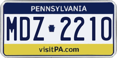 PA license plate MDZ2210