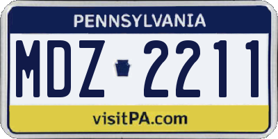 PA license plate MDZ2211