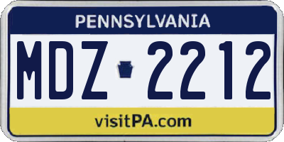 PA license plate MDZ2212