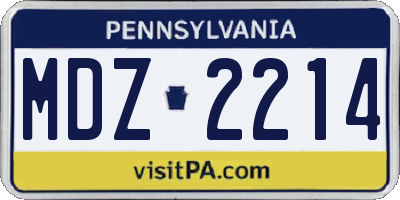 PA license plate MDZ2214