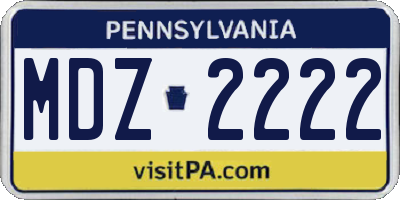 PA license plate MDZ2222