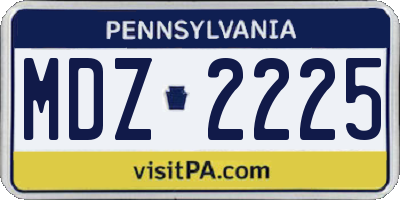 PA license plate MDZ2225