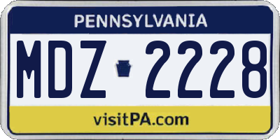 PA license plate MDZ2228