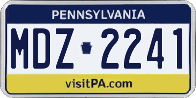 PA license plate MDZ2241