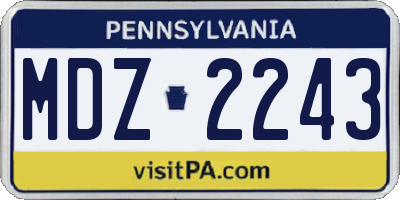 PA license plate MDZ2243
