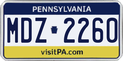 PA license plate MDZ2260