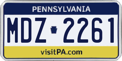 PA license plate MDZ2261