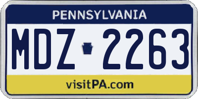 PA license plate MDZ2263