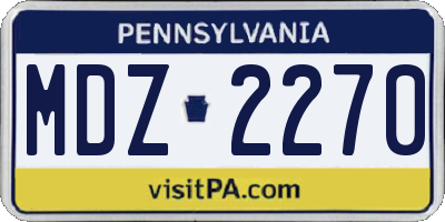 PA license plate MDZ2270