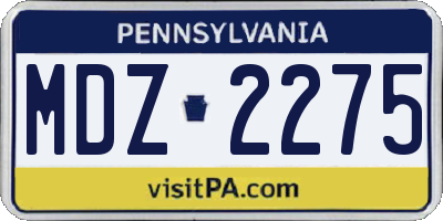 PA license plate MDZ2275
