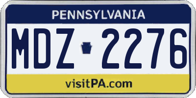 PA license plate MDZ2276