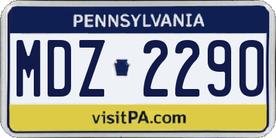 PA license plate MDZ2290