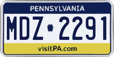 PA license plate MDZ2291