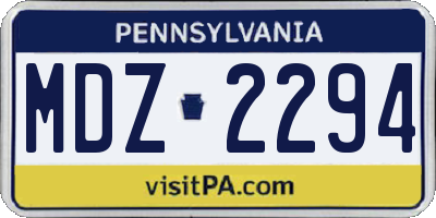 PA license plate MDZ2294