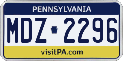 PA license plate MDZ2296