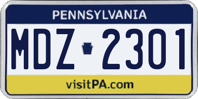 PA license plate MDZ2301