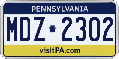 PA license plate MDZ2302