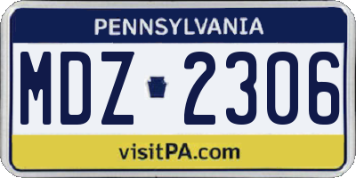 PA license plate MDZ2306