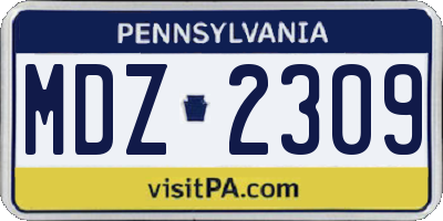 PA license plate MDZ2309