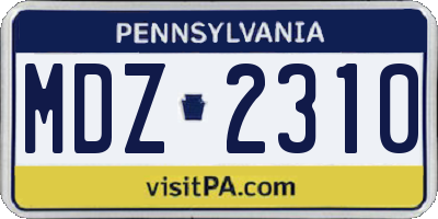 PA license plate MDZ2310