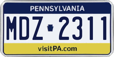 PA license plate MDZ2311