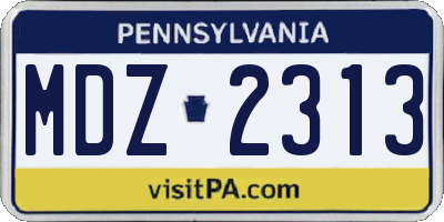 PA license plate MDZ2313