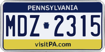 PA license plate MDZ2315