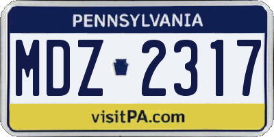 PA license plate MDZ2317