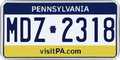 PA license plate MDZ2318