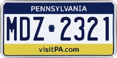PA license plate MDZ2321