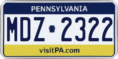 PA license plate MDZ2322