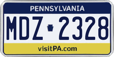 PA license plate MDZ2328
