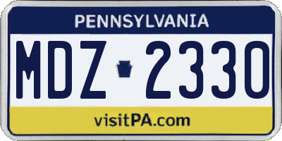 PA license plate MDZ2330