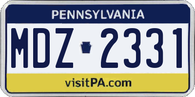 PA license plate MDZ2331