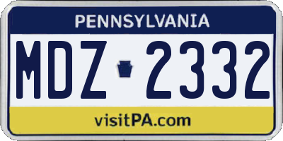 PA license plate MDZ2332