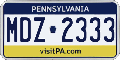 PA license plate MDZ2333