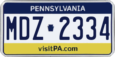 PA license plate MDZ2334