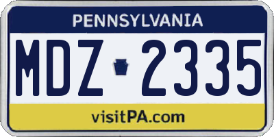 PA license plate MDZ2335