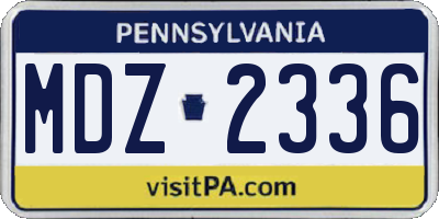 PA license plate MDZ2336