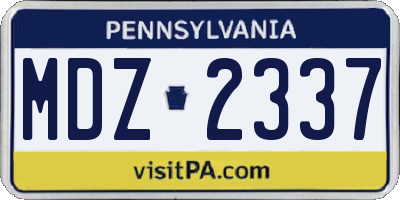 PA license plate MDZ2337