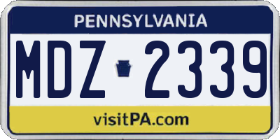 PA license plate MDZ2339