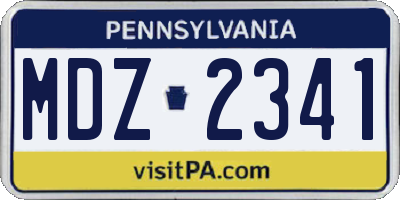 PA license plate MDZ2341