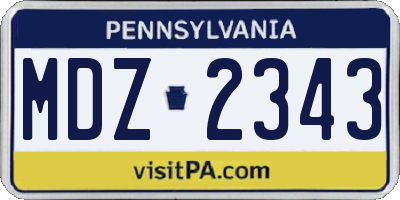 PA license plate MDZ2343