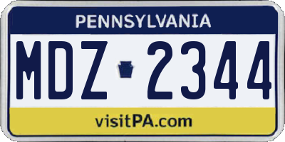PA license plate MDZ2344