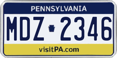 PA license plate MDZ2346