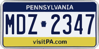 PA license plate MDZ2347