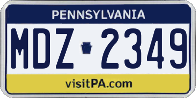 PA license plate MDZ2349
