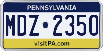 PA license plate MDZ2350